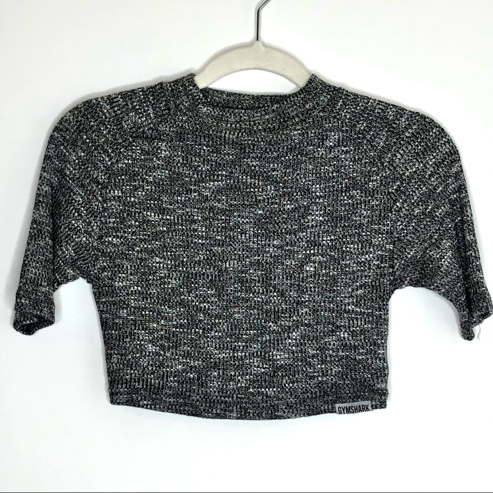 Gymshark heather gray knit short sleeve crop top